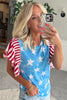Sky Blue Vintage Star Print Striped Ruffle Sleeve Independence Day Top by Wild and Free Boutique