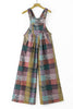 Multicolour Brushed Checkered Wide Leg Overalls