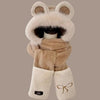 Bow-style Warm Three-piece Set Winter Cycling Windproof Scarf And Gloves Combo by My Store