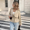 Women's Drawstring Waist Figure-Flattering Casual Coat – Khaki by FitiqueFit