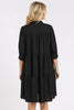 Button Detail Collared Neck Tiered Shirt Dress For Women – Classic Elegant, Fluttering, Chic, and Versatile For Any Occasion by Stevvex
