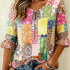 Women's Floral Print Three-Quarter Sleeve Shirt – Relaxed Retro by FitiqueFit