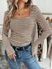 Striped Square Neck Long Sleeve T-Shirt by Simply Love