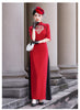 Gold Velvet Chinese Style No Slit Plus Size Cheongsam Women