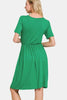 Surplice Short Sleeve Brushed DTY Dress – Elegant, Chic Surplice Neckline, Soft Brushed Fabric, Perfect for Day-to-Night Wear by Stevvex