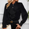 Women’s Ruffled Collared Blouse | Long Sleeve Dressy Work Top by FitiqueFit
