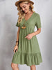 Classic Full Size V-Neck Short Sleeve Dress Casual & Comfortable Dress for Women by Stevvex