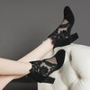 Lace-Embroidered Mesh Chunky-Heel Ankle Boots | Black & White EU 35–43 by FitiqueFit
