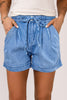 Beau Blue Casual Chambray Drawstring Shorts
