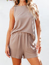 Round Neck Sleeveless Top and Shorts Set