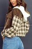 Raw Hem Plaid Cropped Hooded Jacket – Trendy Buttoned Outerwear with Casual Raw Hem Detail by Stevvex