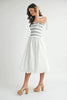 Smocked Bodice Bubble Midi Dress For Women – Stylish Smocked Bodice, Playful Bubble Skirt, Trendy Midi Dress, Chic Casual Look for Summer Outings by Stevvex