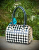Upcycled LV Black & White Checkered Leather Speedy Bag by Neon Spur