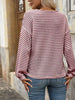 Striped Button Detail Long Sleeve T-Shirt by Simply Love