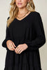 Light Green Double Take Full Size V-Neck Sleeve Tiered Dress with Pockets Elegant & Comfortable Casual Dress by Stevvex