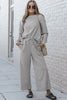 Double Take Full Size Textured Long Sleeve Top and Drawstring Pants Set