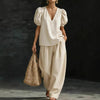 Women’s V-Neck Casual Two Piece Set by FitiqueFit