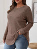 Ribbed Knit Long Sleeve T-Shirt by Simply Love