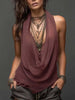 Women's Halterneck V-Neck Backless Slim-Fit Knit Top by FitiqueFit