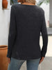 Ribbed Knit Long Sleeve Button Detail T-Shirt by Simply Love