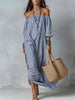 Women's Striped Loose-Fit Flared Maxi Dress – Holiday & Vacation by FitiqueFit