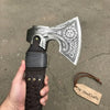 Viking Style Engraved Axe | Handcrafted Leather Wrapped Handle by JW SteelCrafts