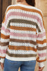 Striped Round Neck Hollowed Sweater