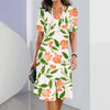 Cute Polka Dot Floral 3D Digital Printed Round Neck Loose Plus Size Short Sleeve Temperament Dress