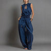 Women's Sleeveless High-Waist Wide-Leg Pleated Jumpsuit by FitiqueFit