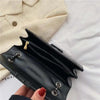 Delighted Black PU Leather Crossbody Chain Bags For Women And Girls Simple Fashionable Shoulder Small Handbags by Stevvex