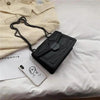 Delighted Black PU Leather Crossbody Chain Bags For Women And Girls Simple Fashionable Shoulder Small Handbags by Stevvex
