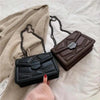 Delighted Black PU Leather Crossbody Chain Bags For Women And Girls Simple Fashionable Shoulder Small Handbags by Stevvex