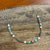Queen Conch and Round Turquoise Mosaic Beaded Necklace by Wild Junkie