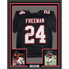 Framed Autographed/Signed Devonta Freeman 35x39 Atlanta Retro Black Football Jersey Beckett BAS COA by Hall of Fame Sports Memorabilia