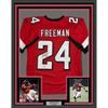 Framed Autographed/Signed Devonta Freeman 35x39 Atlanta Red Football Jersey Beckett BAS COA by Hall of Fame Sports Memorabilia