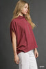 Umgee Textured Mock Neck Relaxed Top by FitiqueFit