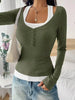 Contrast Long Sleeve Fake Two-Piece T-Shirt by Simply Love