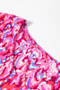 Pink Abstract Print V Neck Half Sleeve Loose Fit Tunic Blouse by Wild and Free Boutique