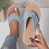 Toe Post Raw Hem Flat Sandals