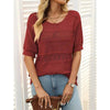 Women’s Short Sleeve Crochet Knit Hollow-Out Top by FitiqueFit