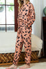 Leopard Round Neck Top and Drawstring Pants Lounge Set