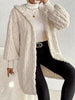 Beige Long Winter Open Front Long Sleeve Fuzzy Hooded Jacket Cozy & Stylish Outerwear by Stevvex