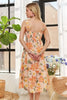 Smocked Back Floral Adjustable Strap Midi Dress For Women – Feminine, Floral, Fluttering, Comfortable Midi Dress by Stevvex
