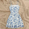 Boho Floral Spaghetti Strap Mini Dress – Ruched Ruffle Hem Vacation Sundress by FitiqueFit