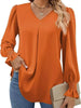 V-Neck Long Sleeve Ruffle Cuff Blouse by Wild and Free Boutique