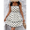 Tie Strap Mini Dress – Smocked Summer A-Line Dress by FitiqueFit