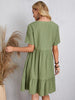 Classic Full Size V-Neck Short Sleeve Dress Casual & Comfortable Dress for Women by Stevvex