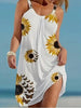 🌻 Plus Size Sunflower Print Sleeveless Wrap Dress by FitiqueFit