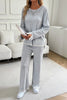 Devine Contrast Trim Round Neck Top and Pants Set by Wild and Free Boutique