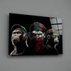 3 Wise Monkeys - Neon Lines Glass Wall Art || Designer Collection by Insigneart USA